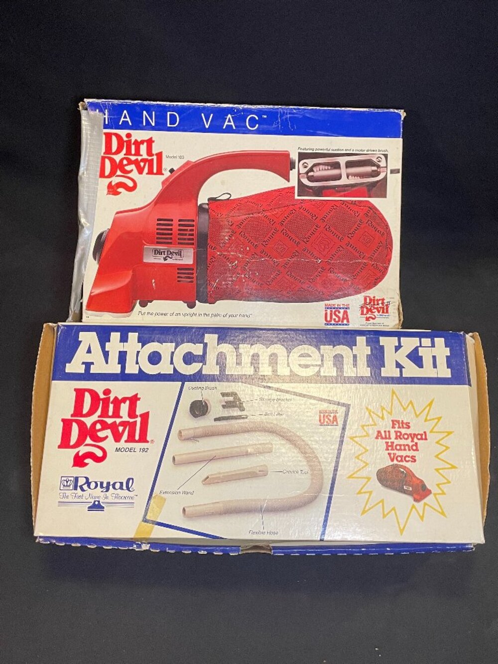 Royal Dirt Devil Hand Vac Vacuum Model 103 With Attachments